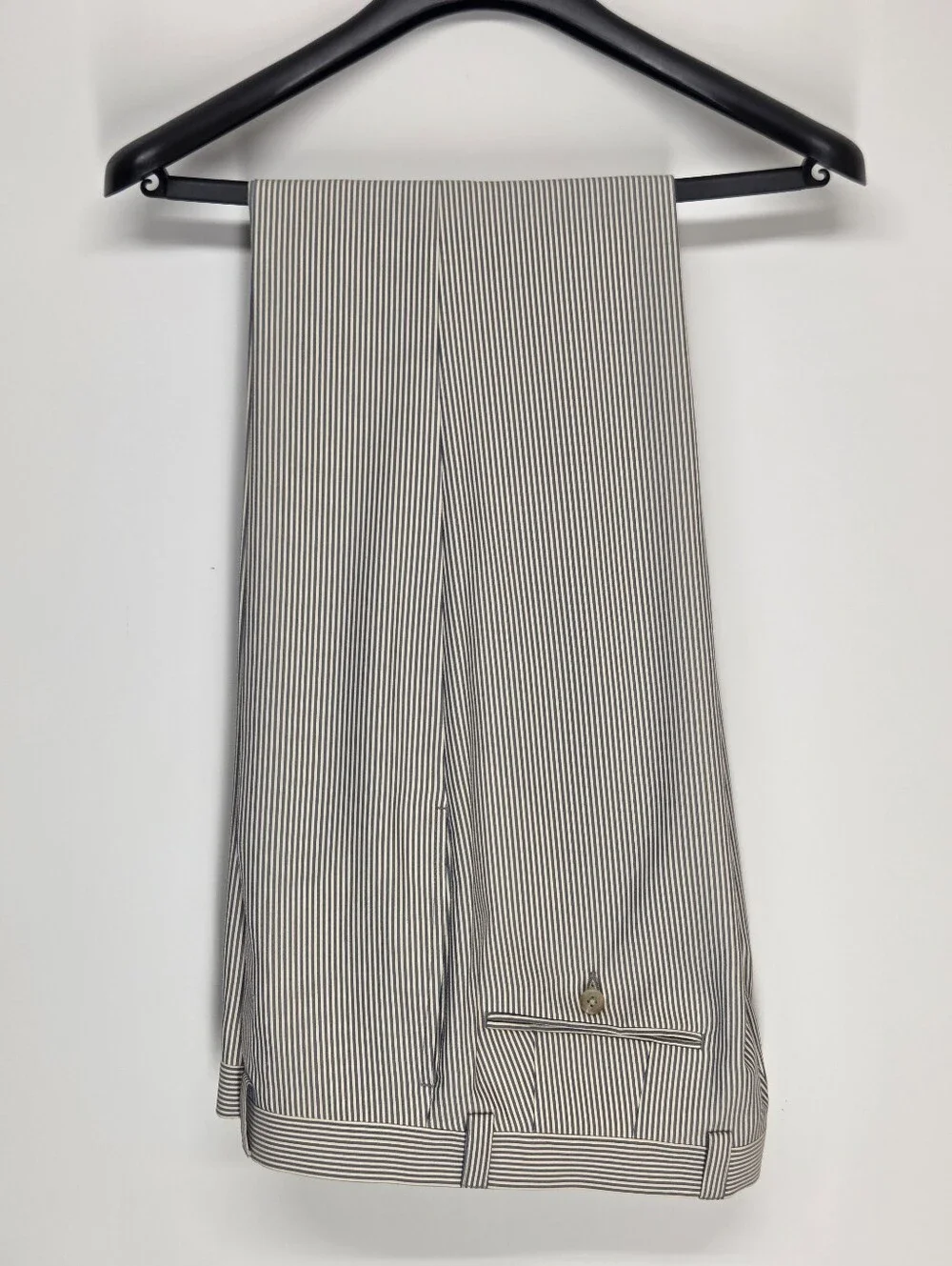 Lauren Ralph Lauren Seersucker Suit Mens 38R 32x32 Navy Cream Stripe 2Pc
